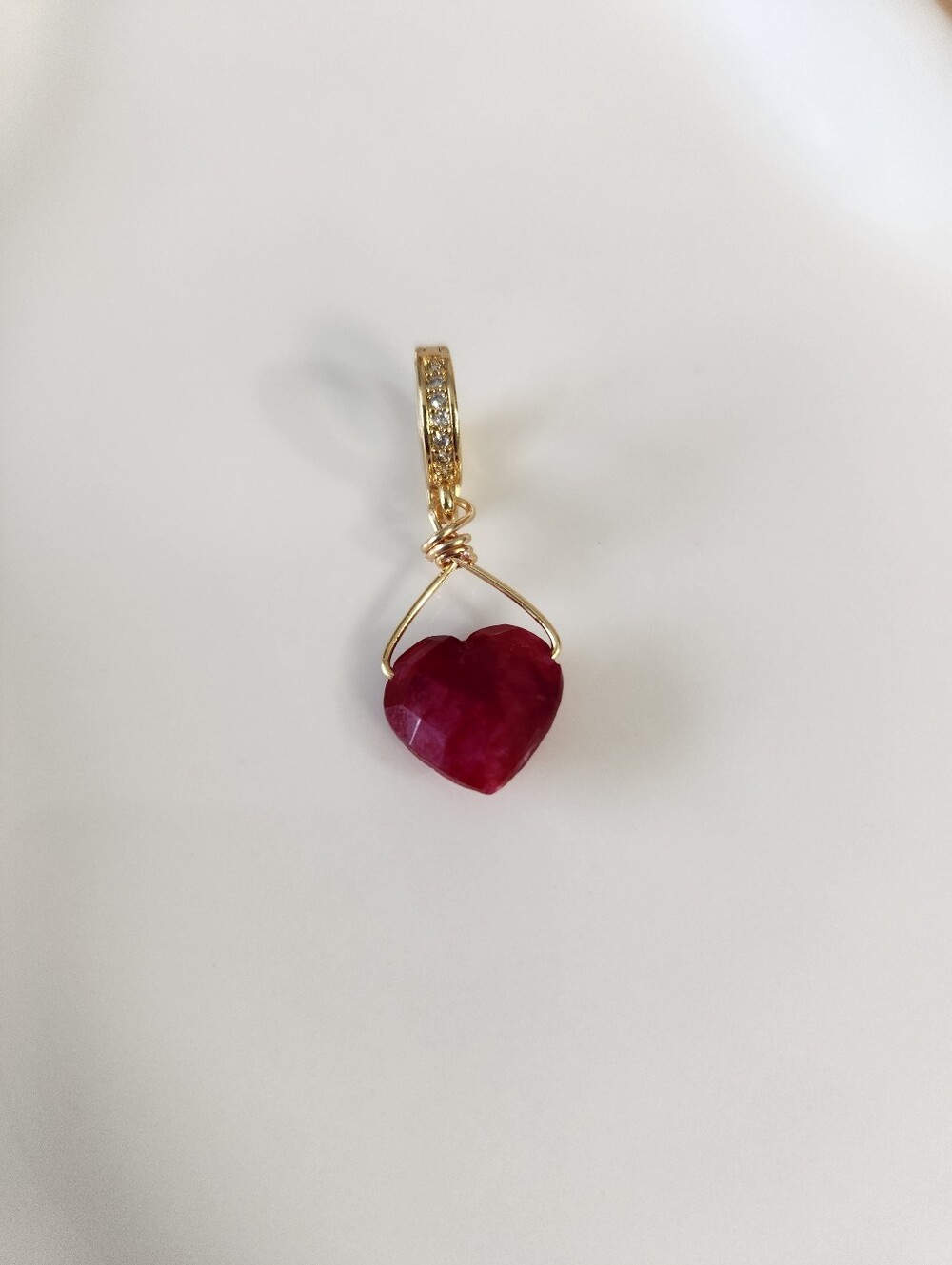 Handmade Ruby Heart Clip On Charm